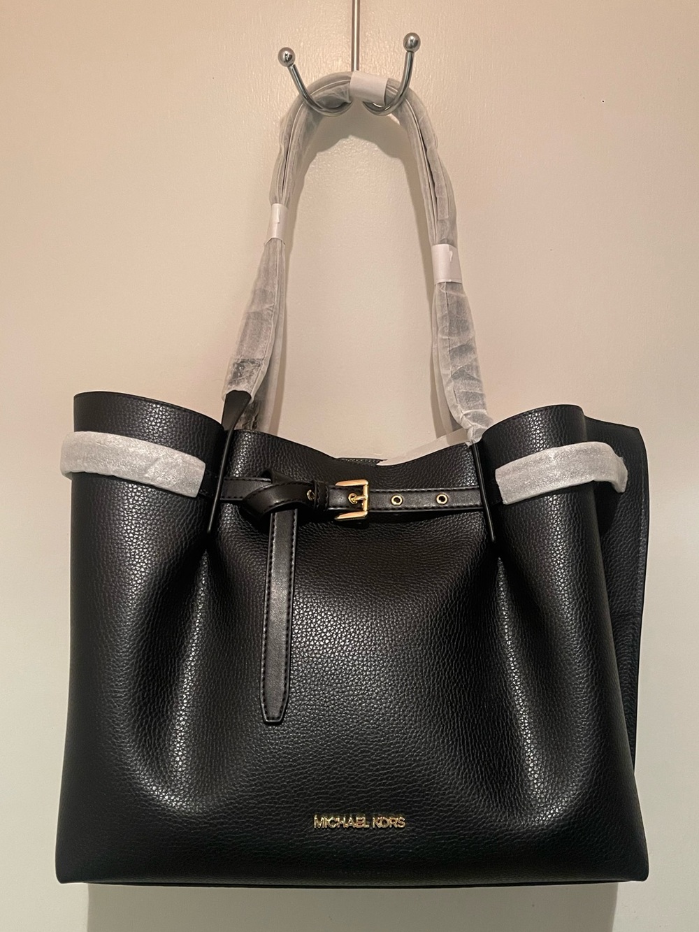 Michael Kors Black Pebbled Leather Tote Bag - Picture 1 of 7